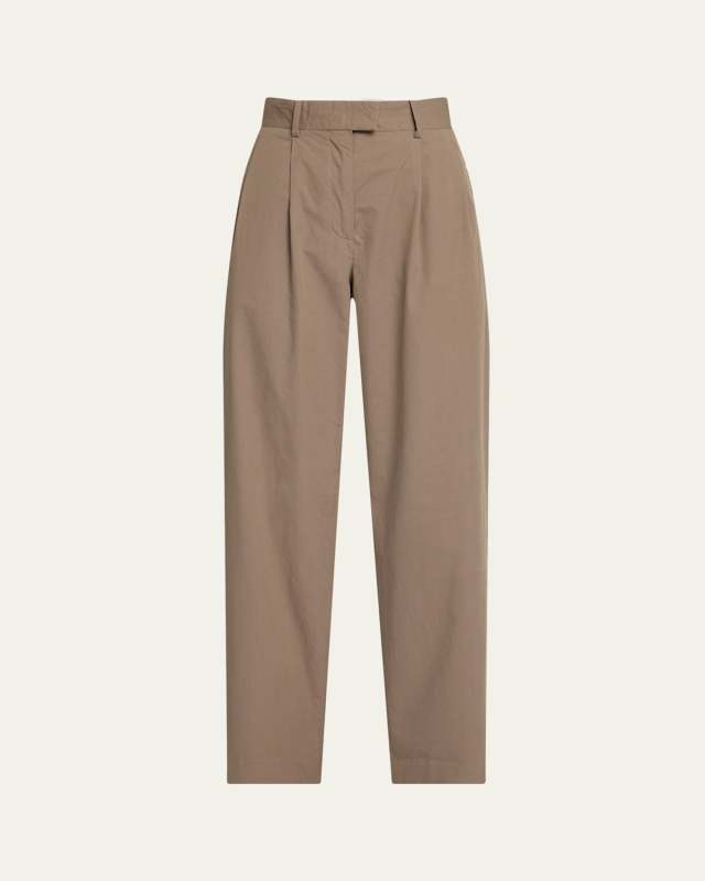 Alfidis Double Pleated Straight-Leg Cotton Pants